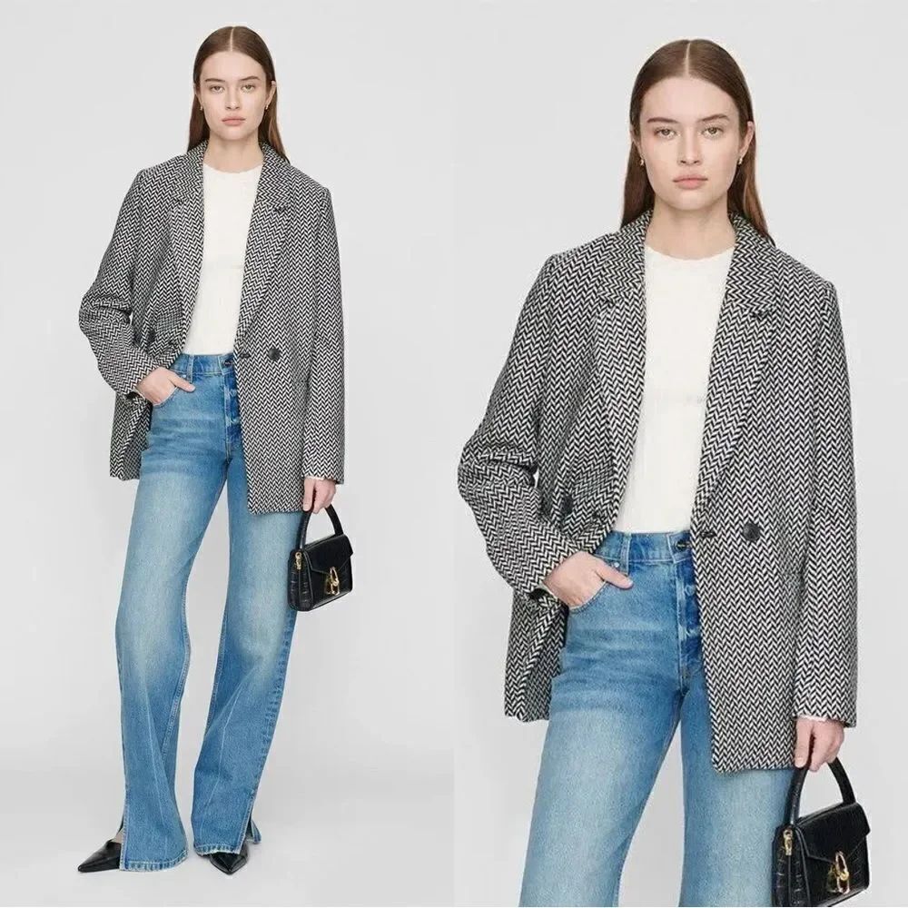 ANINE BING FISHBONE BLAZER in black